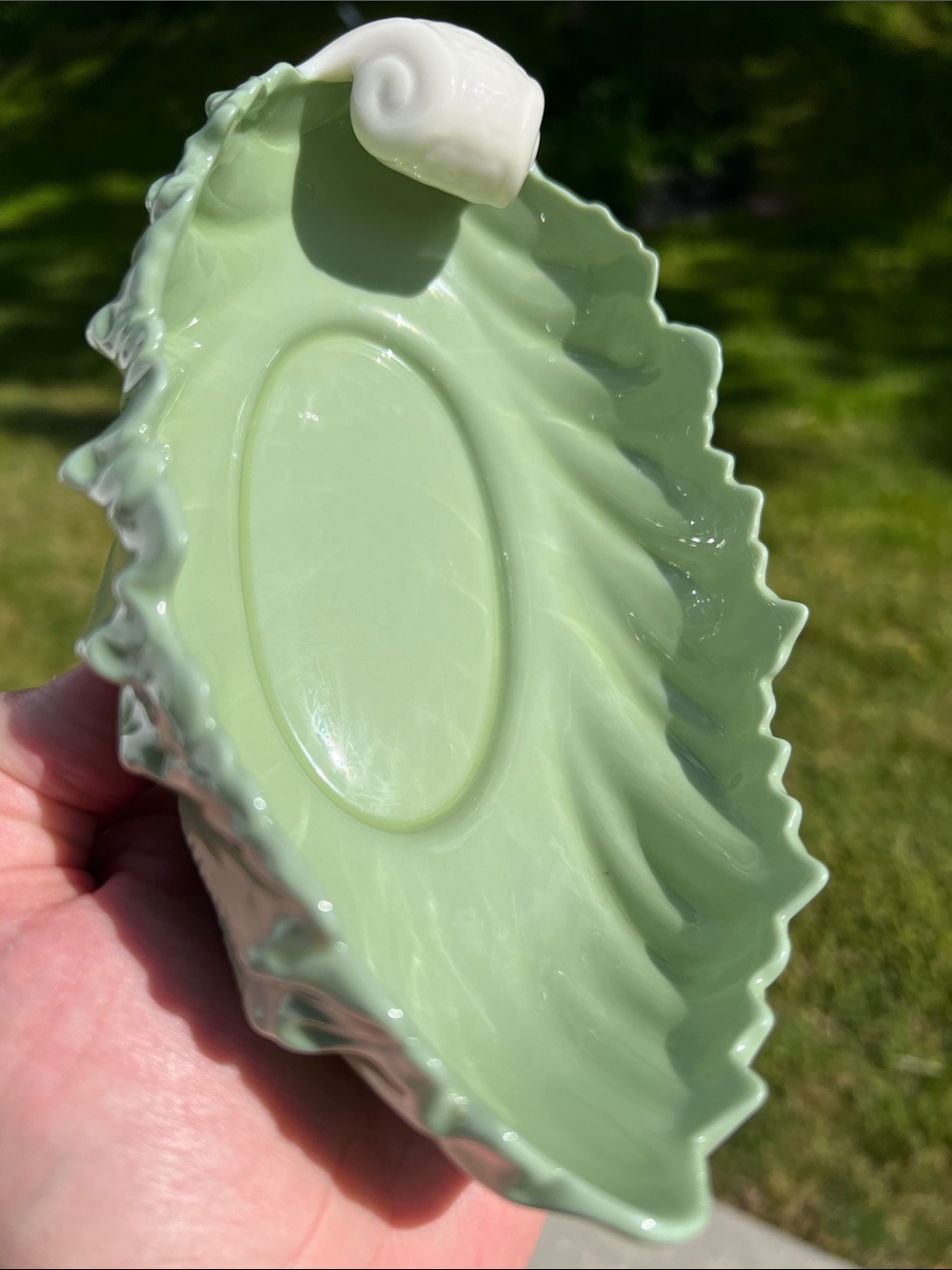 VTG Lenox Porcelain Made in USA Mermaid Shell Bowl Green Celadon Ivory White - Picture 5 of 8